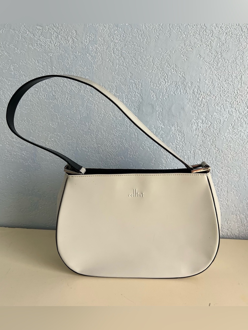 Cellini Cream Leather Baguette Shoulder Bag Y2K Style Minimalist Australia